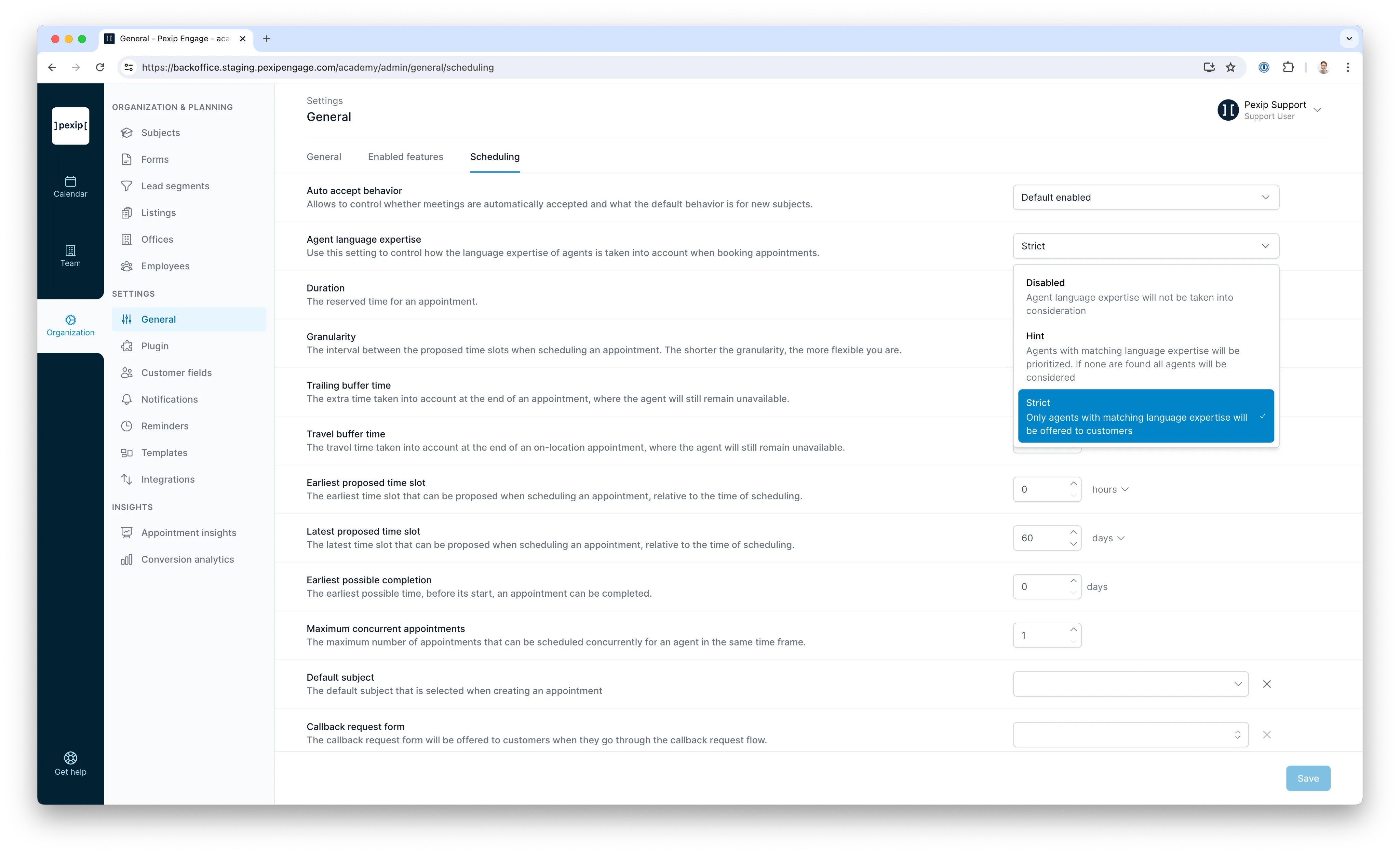 Enabling agent language expertise in backoffice
