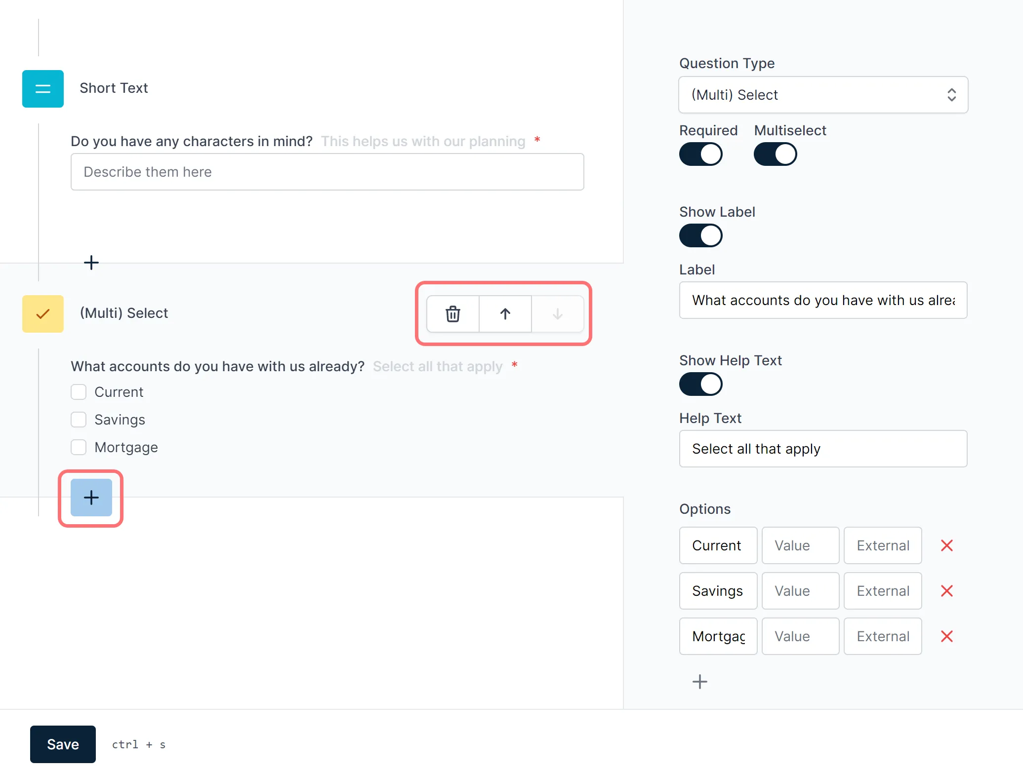 Reorder questions