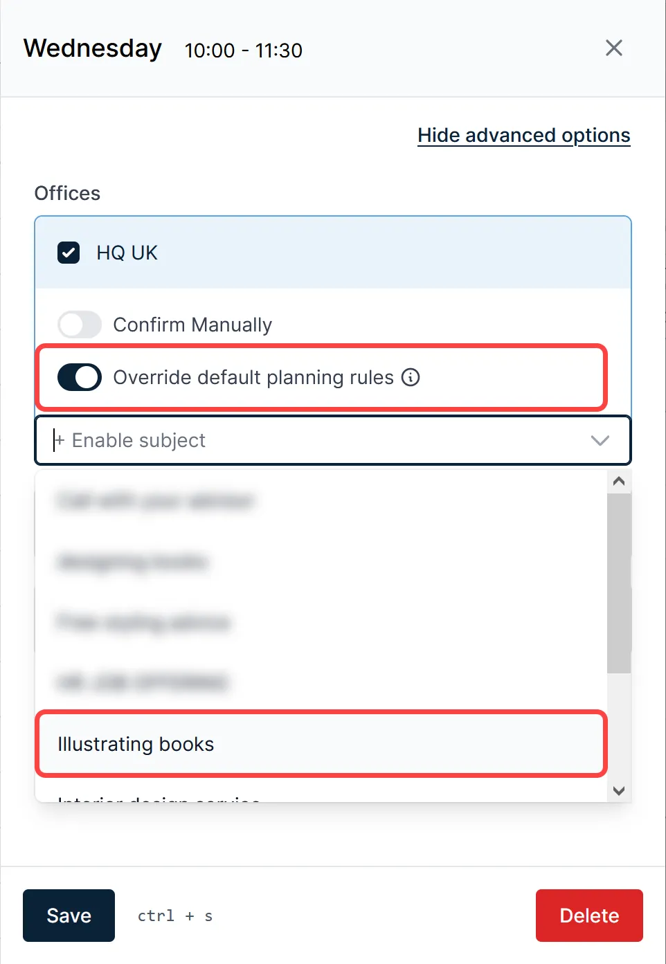 Override planning rules